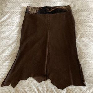 NWT Mandorla Italia Suede / Leather / Pony Asymmetrical Skirt - Made in Italy